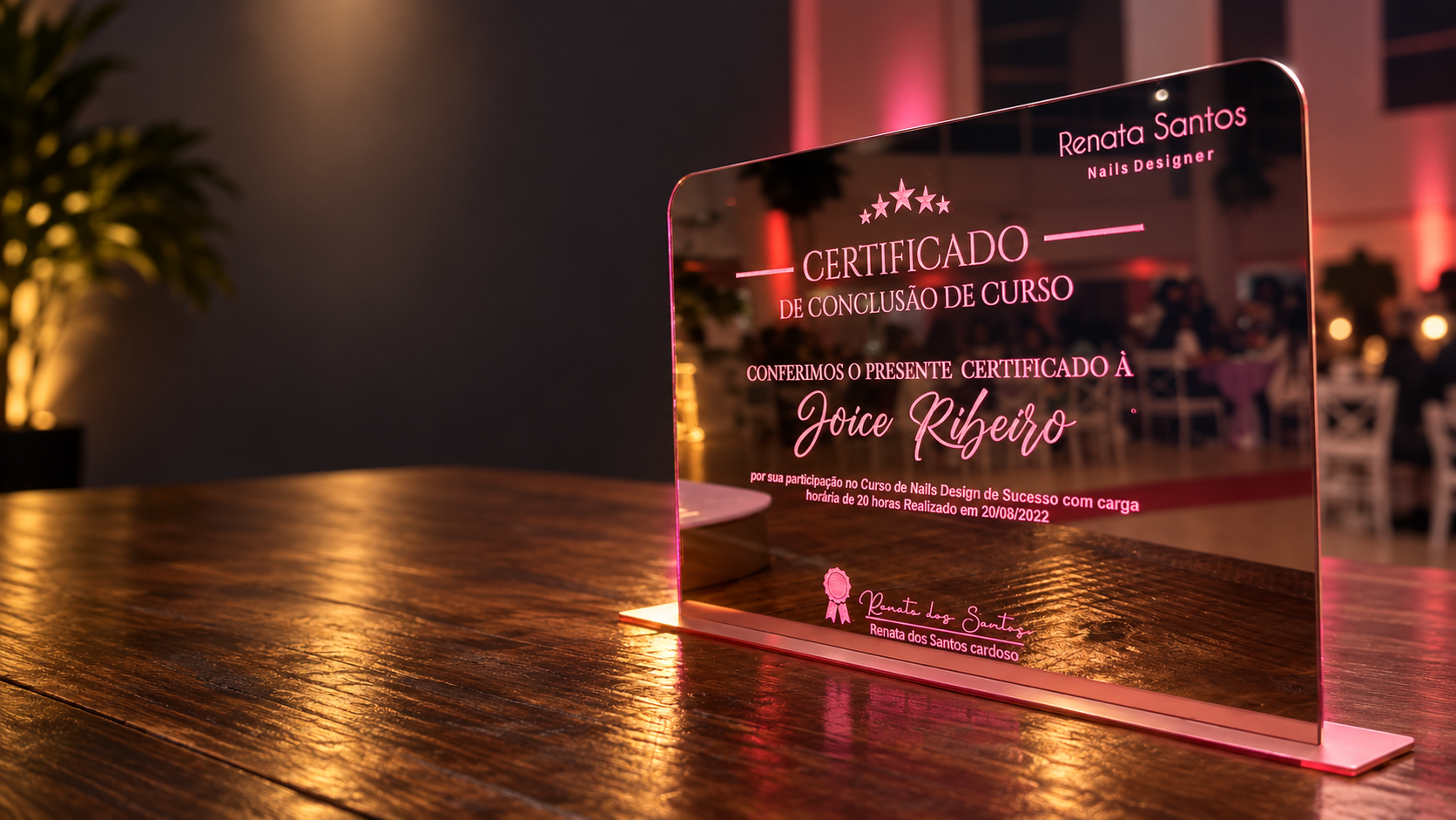 Certificado com gravação a laser